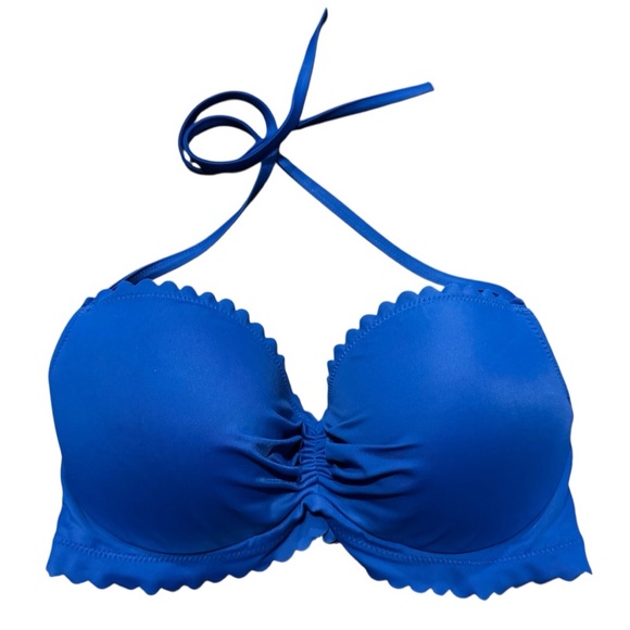 Victoria’s Secret Royal Blue Bombshell Full Coverage Scalloped Edge Bikini 32DD - Picture 1 of 7
